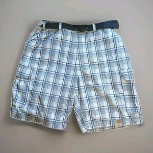 The Foundry Supply Co. Men's Plaid Cargo Shorts with Belt Size 46 NWTs